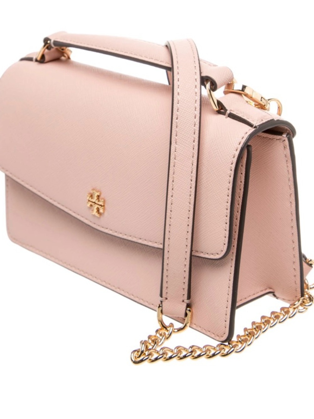 Tory Burch Powder Pink Leather Top-Handle Crossbody with Gold Hardware - Picture 2 of 14